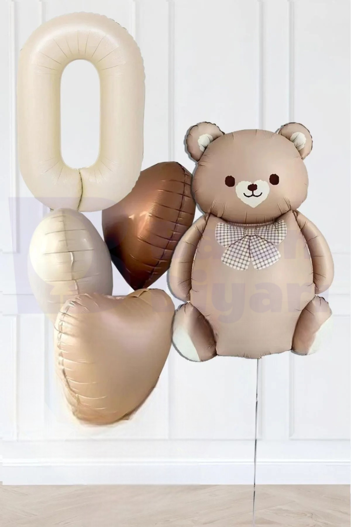 0 Yaş Temalı Retro Ayıcıklı Doğum Günü Balon Seti