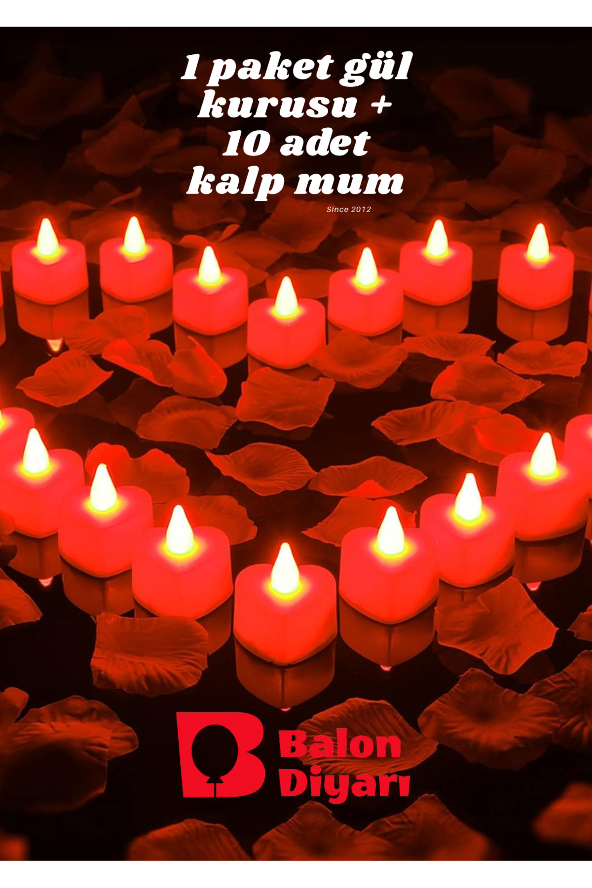 10 adet kalp mum 1 paket gül kurusu sevgiliye özel