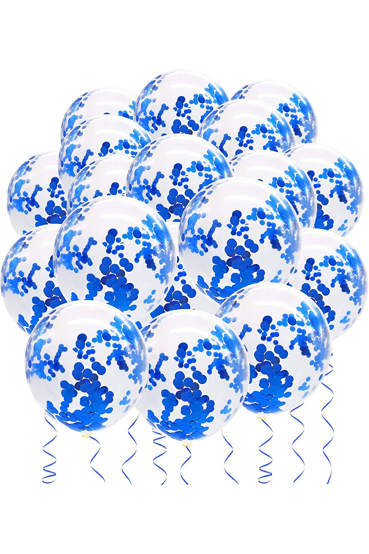10 adet Mavi Şeffaf pullu balon setleri