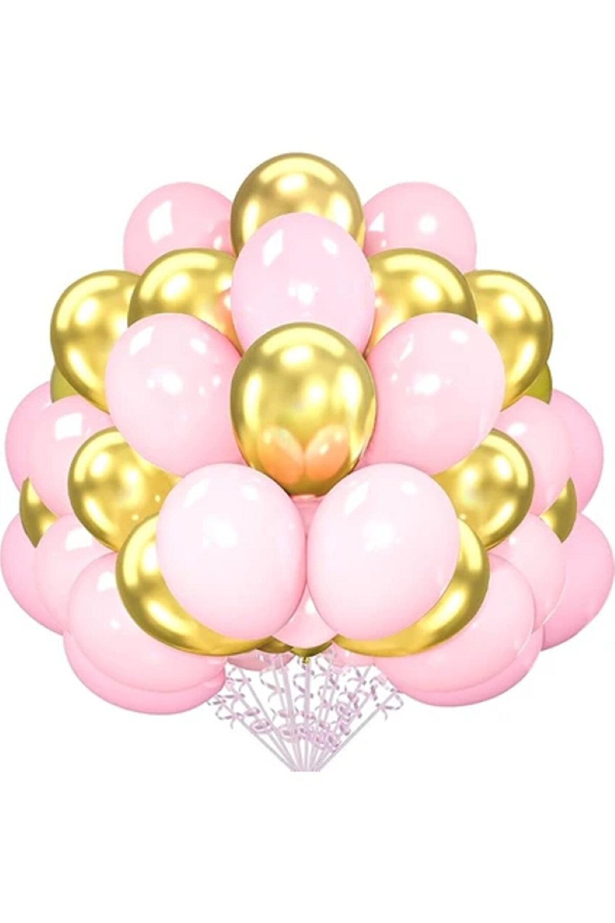 100 Adet Pembe Gold Lateks Helyum Uyumlu Balonlar Doğum Günü Düğün Bebek Duş Parti Süslemeleri