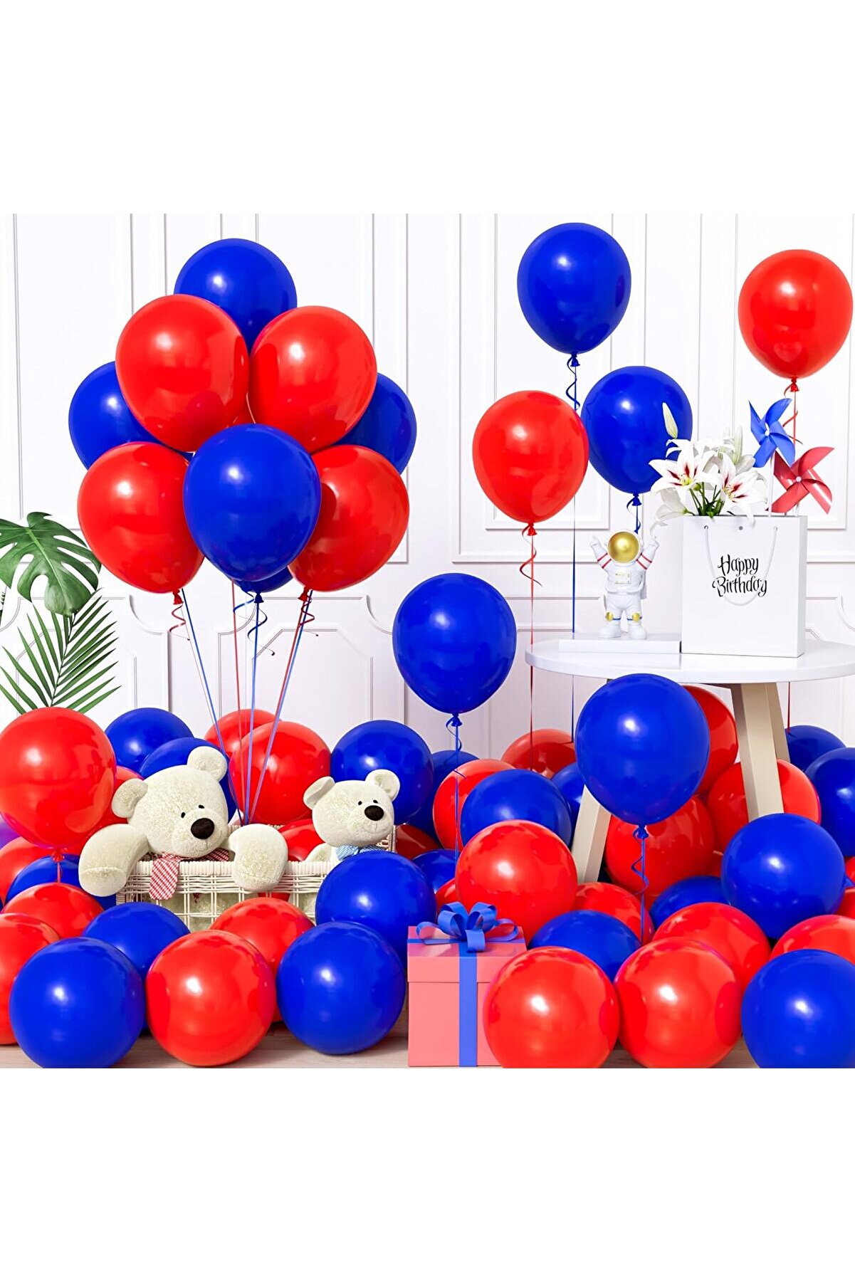 15 Adet Mavi & Kırmızı Balon Seti – Enerjik ve Göz Alıcı Parti Dekoru