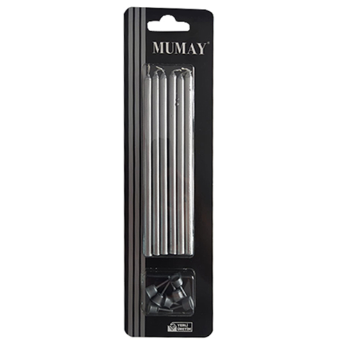 15 cm Metalik Silver Mum 6'lı