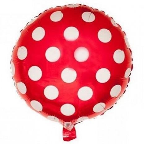 18 inç Yuvarlak Puanlı Kırmızı Folyo Balon 43*43
