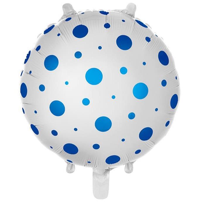 18 inç Yuvarlak Puanlı Mavi Folyo Balon 43*43