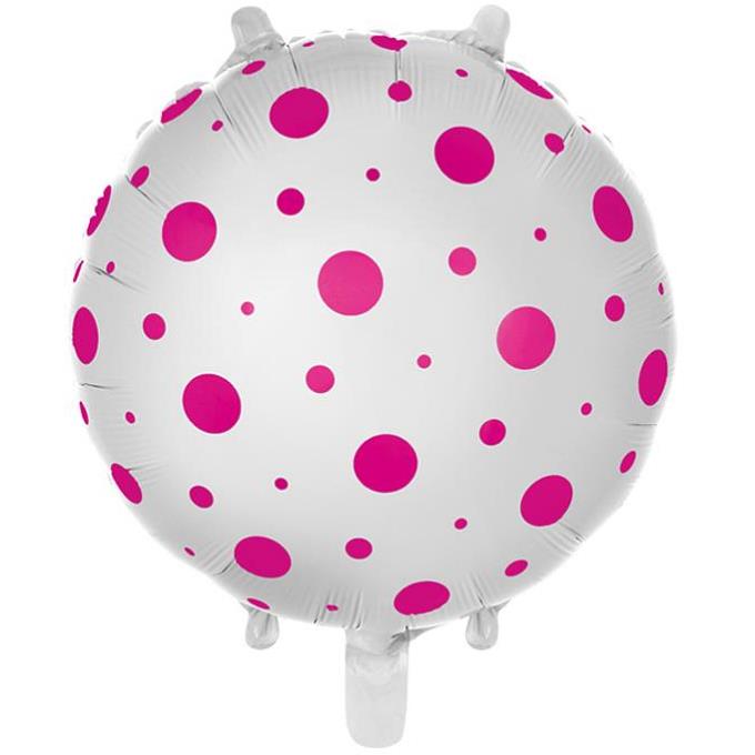 18 inç Yuvarlak Puanlı Pembe Folyo Balon 43*43
