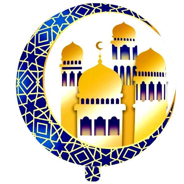 18 inç Yuvarlak Ramazan Kubbeli Hilal Figürlü Beyaz Folyo Balon 46,5*46,5
