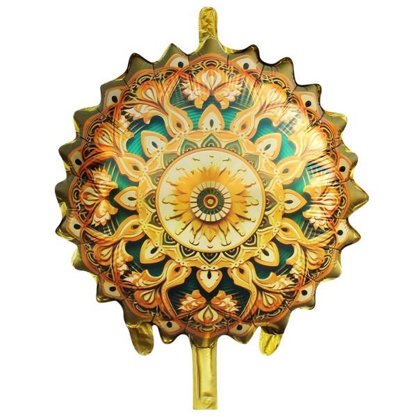 18 inç Yuvarlak Ramazan Motifli Yeşil Folyo Balon 49,5*51,5