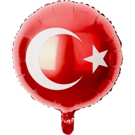 18 inç Yuvarlak Türk Bayrağı Folyo Balon 45*45