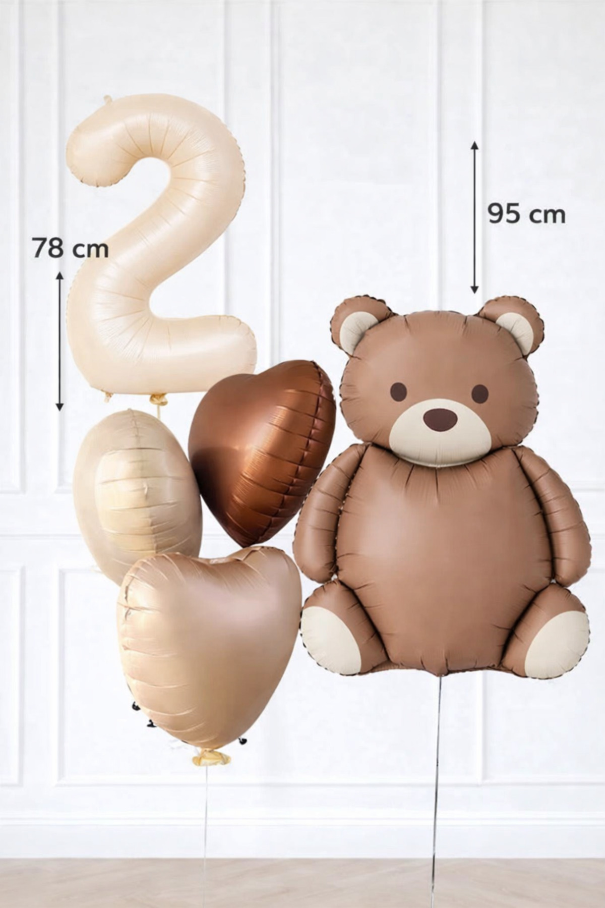 2 Yaş Temalı Retro Ayıcıklı Doğum Günü Balon Seti