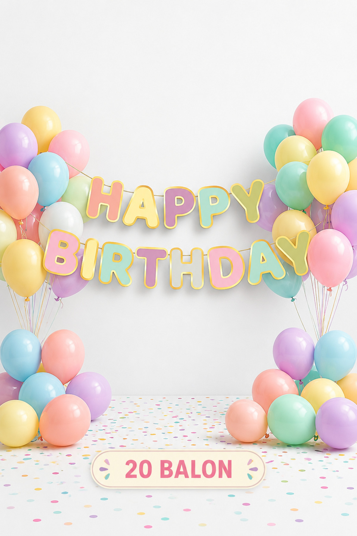 20 Adet makaron balon Özel kesim happy birthday banner Kaliteli şık görünüm