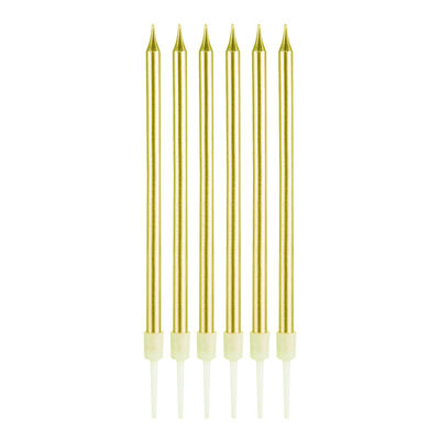 20 cm Metalik Gold Mum 6'lı
