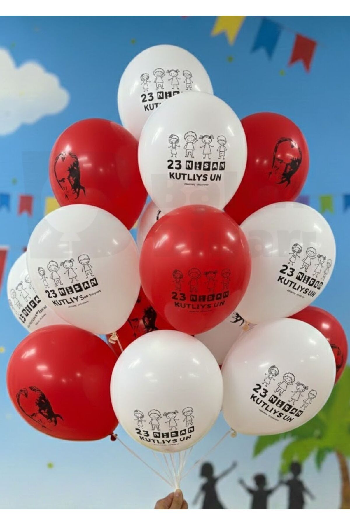 23 Nisan Balon atatürk baskılı balon karışık kırmızı beyaz kaliteli