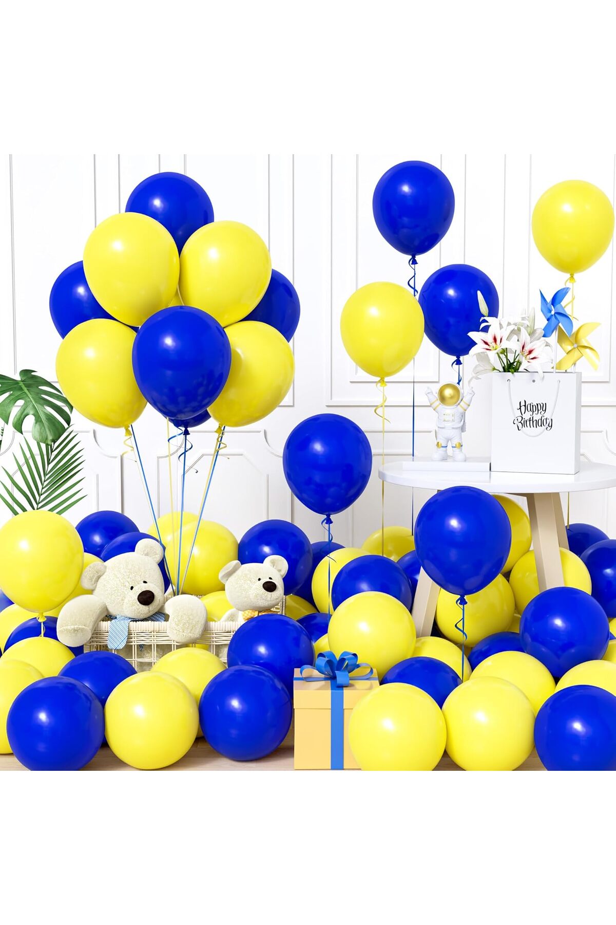 25 Adet Sarı & Lacivert Balon Seti – Canlı Ve Dinamik Parti Dekoru