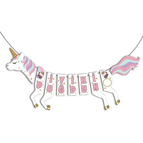 3D Banner İyi Ki Doğdun Unicorn