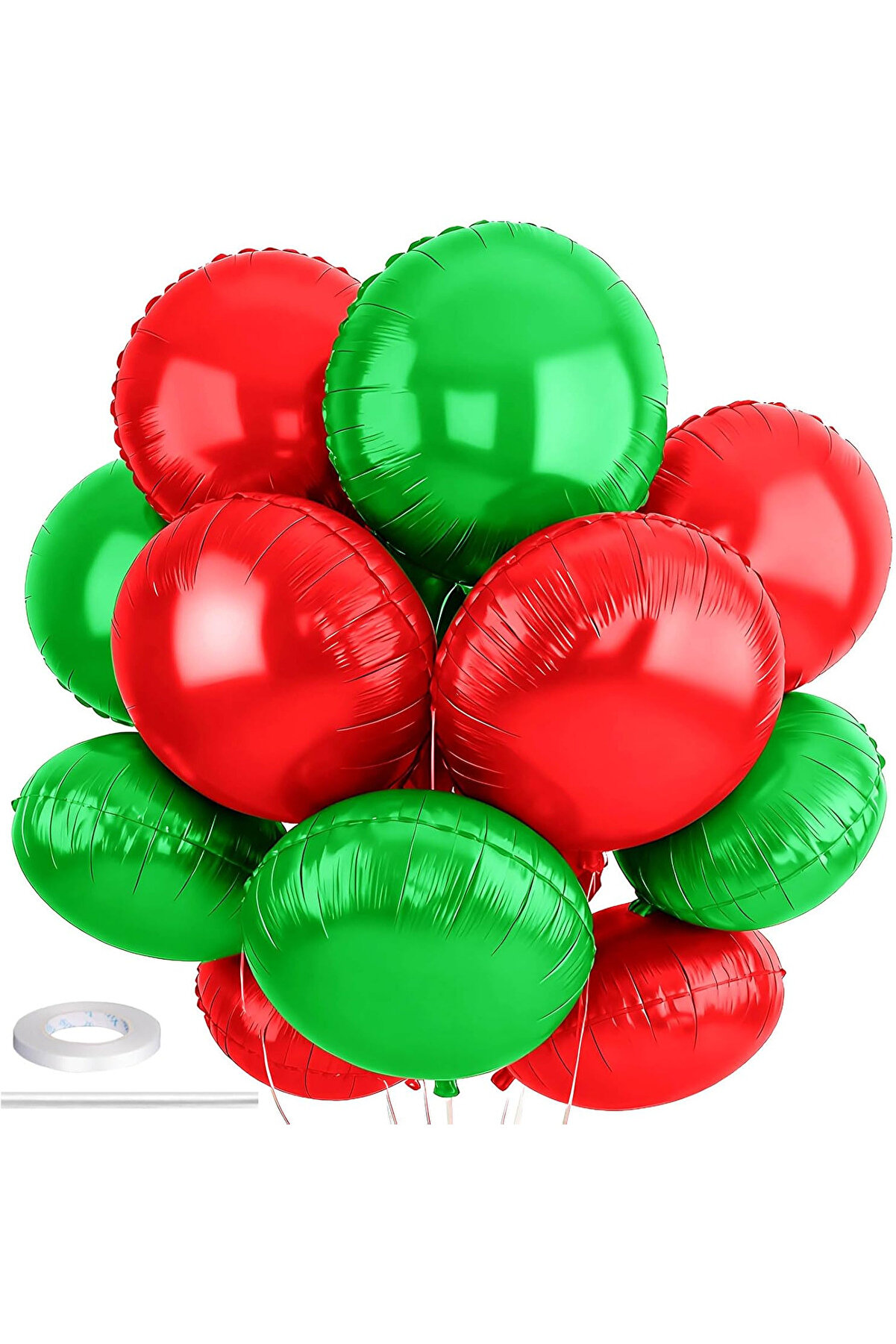 5 adet Kırmızı yeşil Yuvarlak folyo balon hava ve helyum ile uyumlu şık