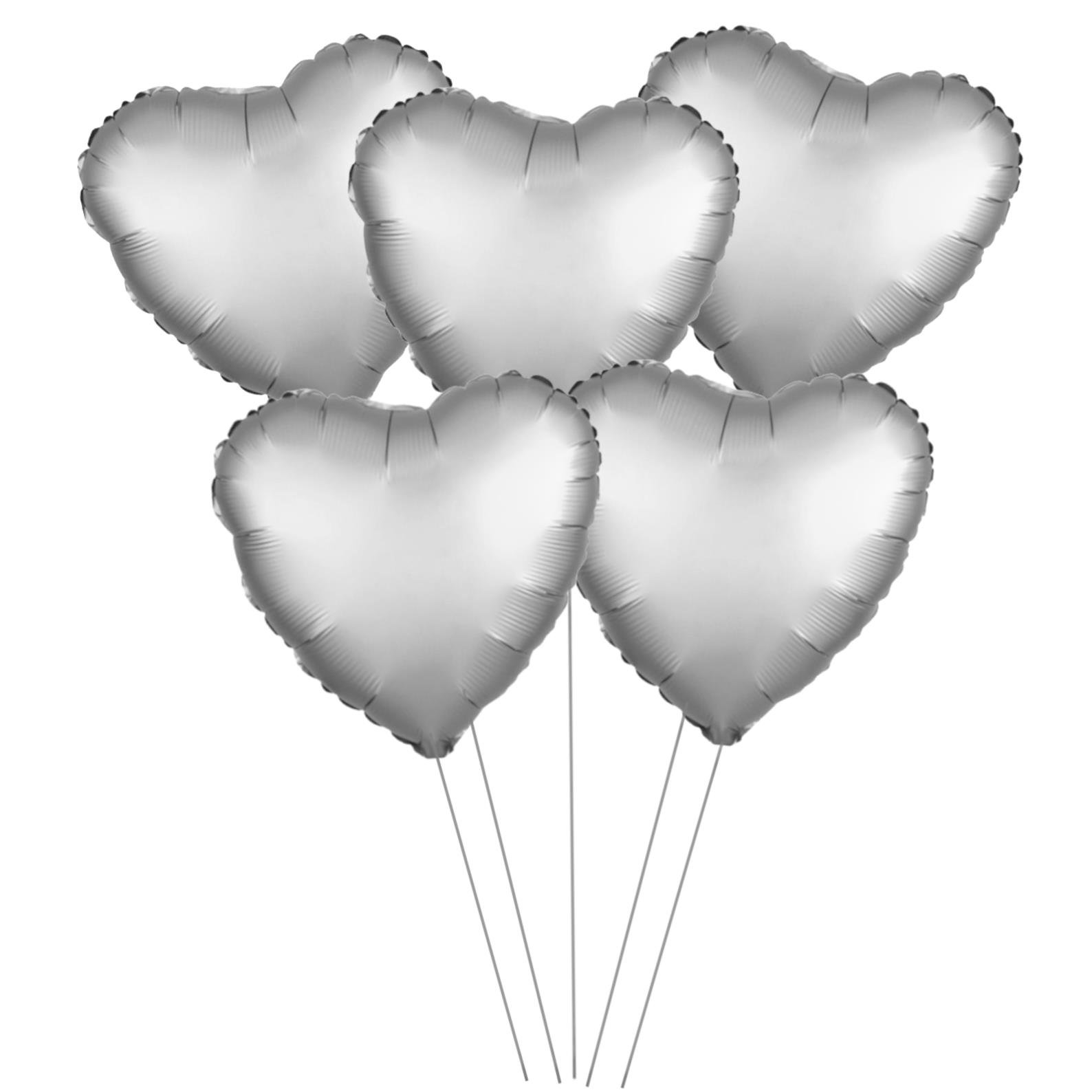 5 Li 15 inç Kalp Gümüş Folyo Balon