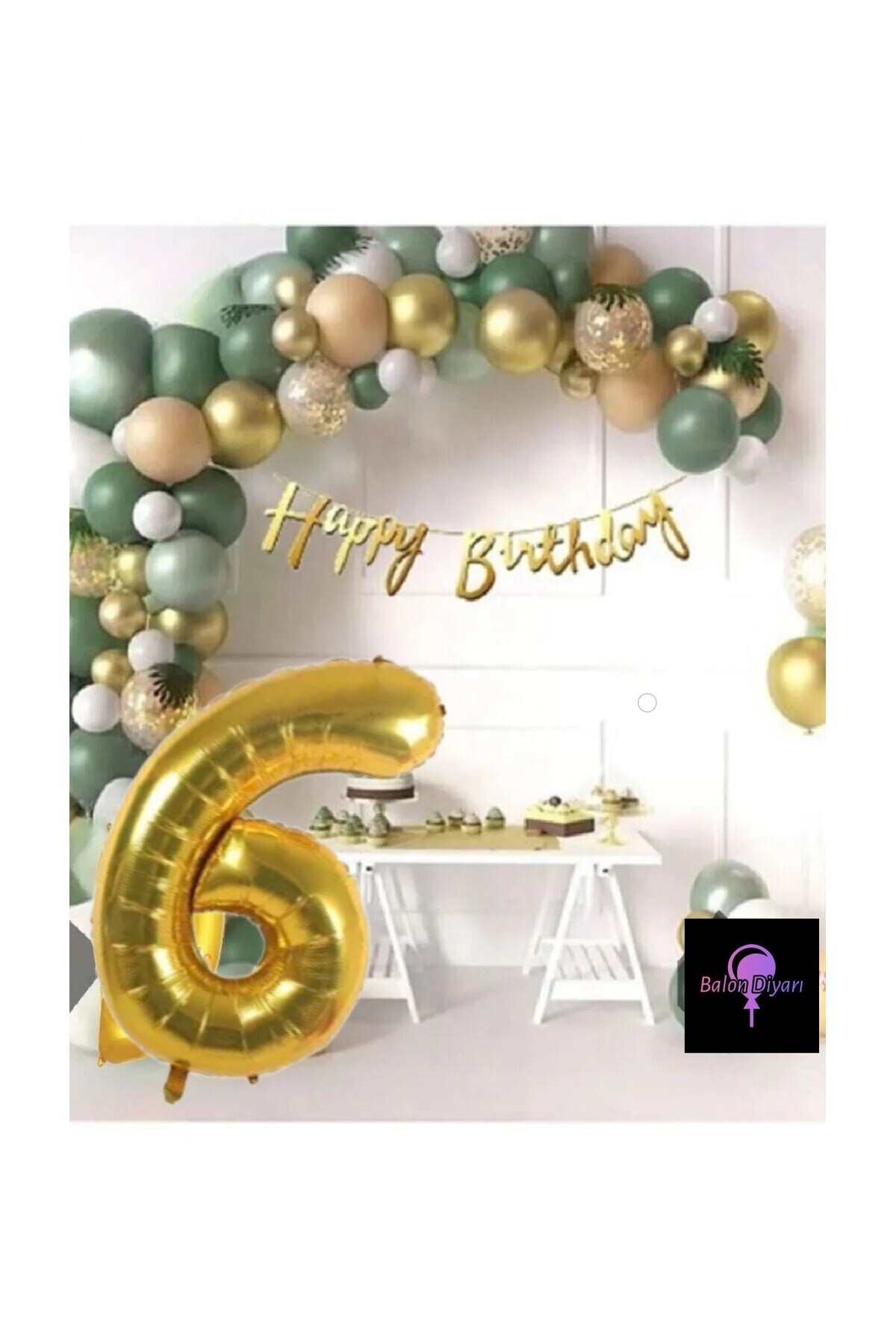 50 Adet Adet Balon Lüks Pembe Küf Yeşili Gold 6 Yaş Balon Seti