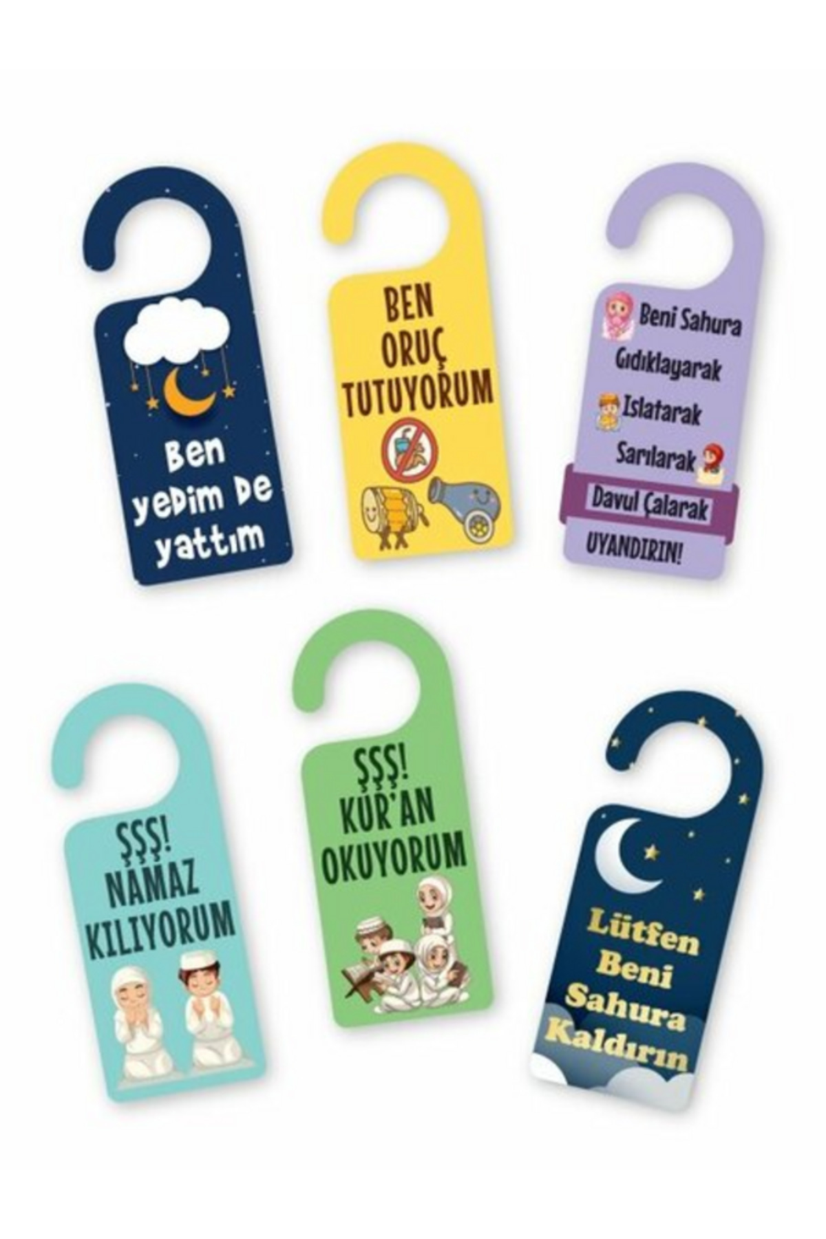 6'lı ramazan kapı kolu askısı ben oruc tutuyorum dini ramazan süslemeleri