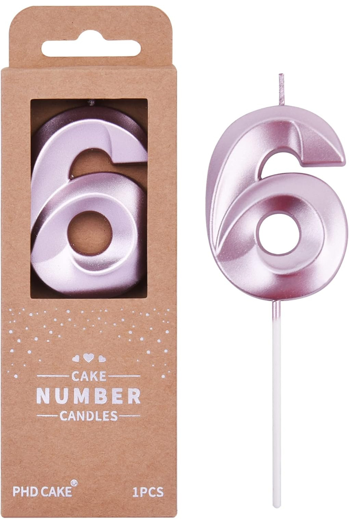 6 Yaş pasta mumu doğmu günü pasta mumu Kristal Rosepembe kaliteli