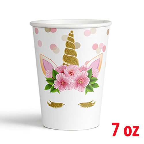 7 Oz Karton Bardak Çiçekli Unicorn 8'li