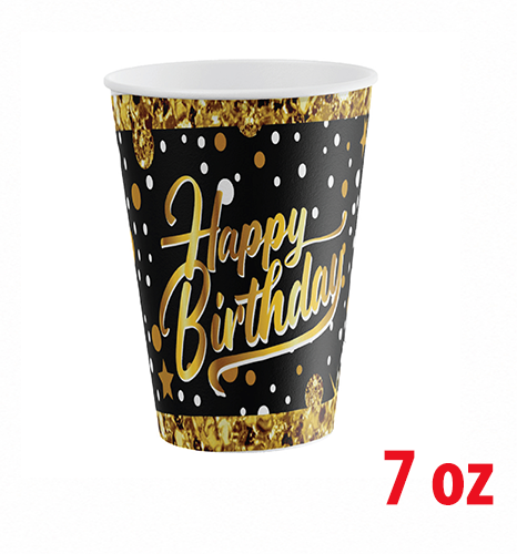 7 Oz Karton Bardak Gold Happy 8'li