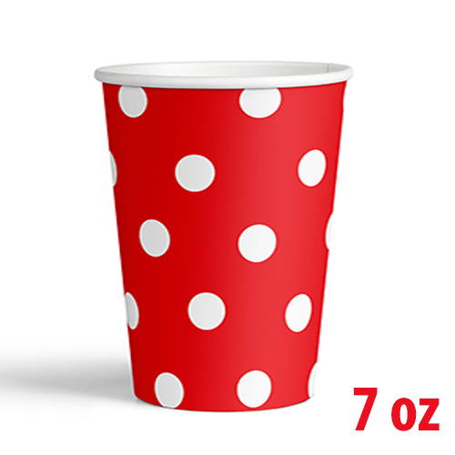 7 Oz Karton Bardak Kırmızı Puantiye 8'li