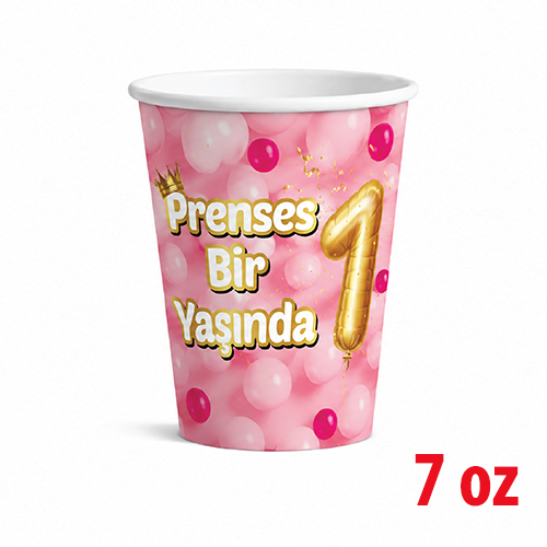 7 Oz Karton Bardak Pembe 1 Yaş 8'li