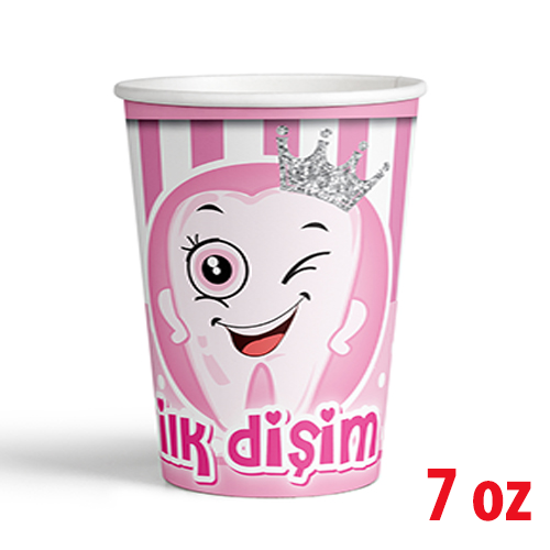 7 Oz Karton Bardak Pembe Diş 8'li
