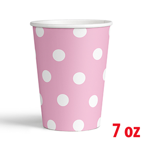 7 Oz Karton Bardak Pembe Puantiye 8'li