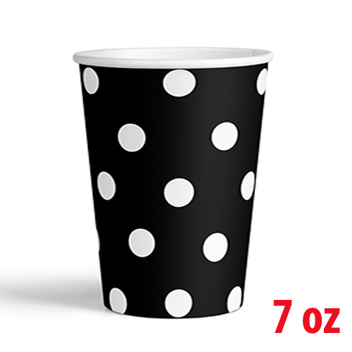 7 Oz Karton Bardak Siyah Puantiye 8'li