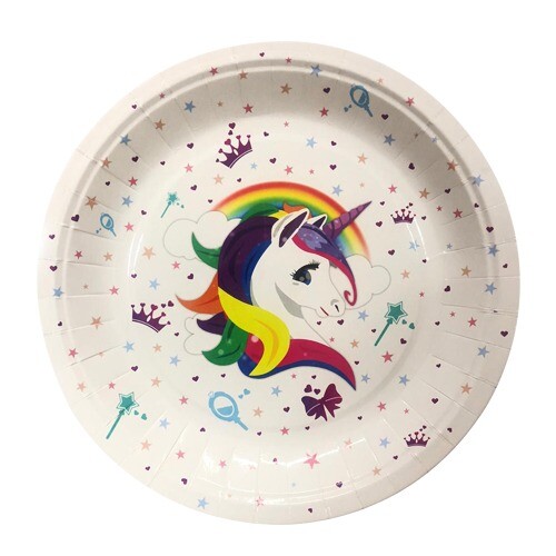 8'li Karton Tabak Beyaz Unicorn