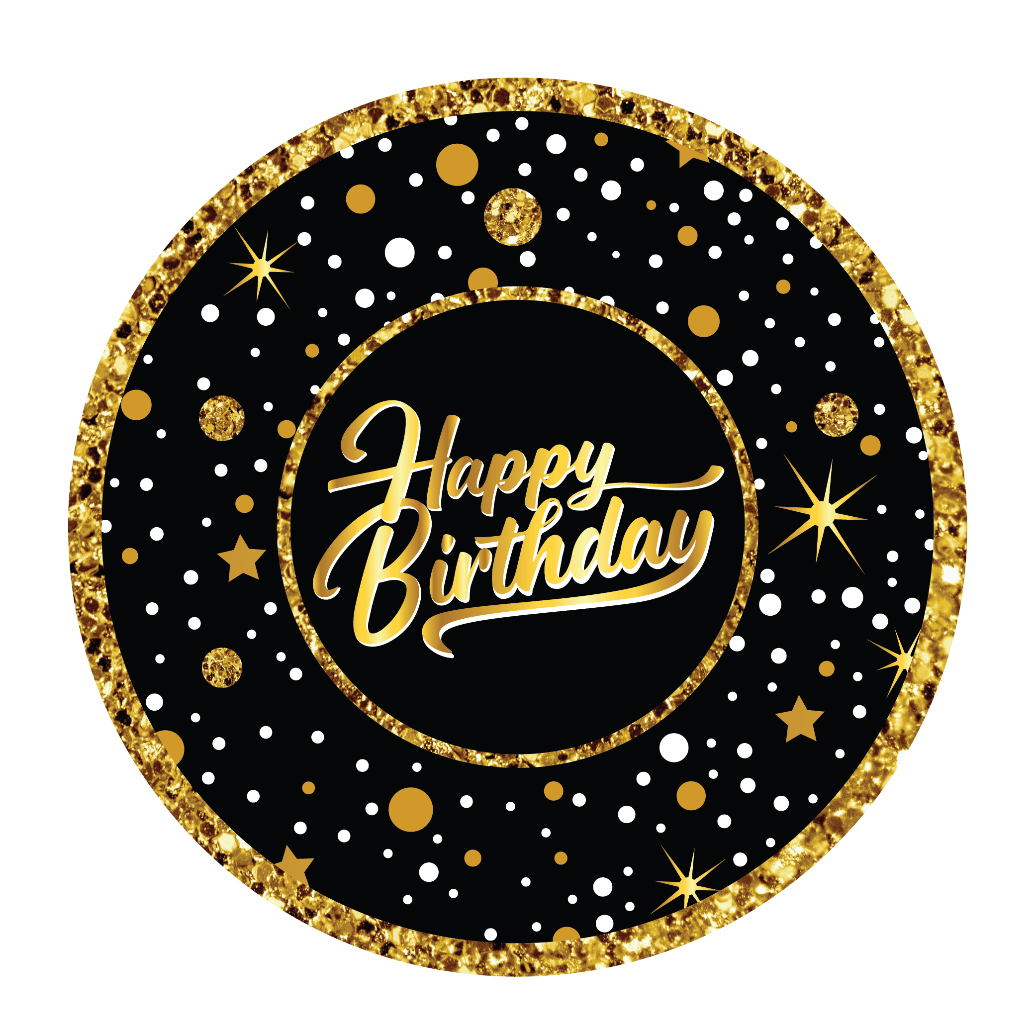 8'li Karton Tabak Gold Happy Birthday