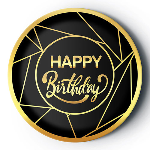 8'li Karton Tabak Gold Yaldızlı Happy Siyah