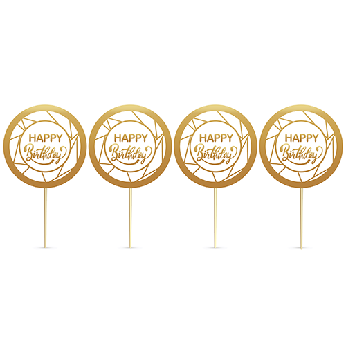 8'li Kürdan Gold Yaldızlı Happy Beyaz
