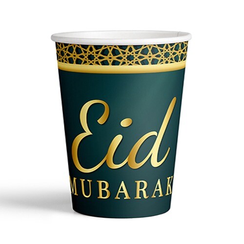 8 Oz Karton Bardak Eid Mubarek 8'li
