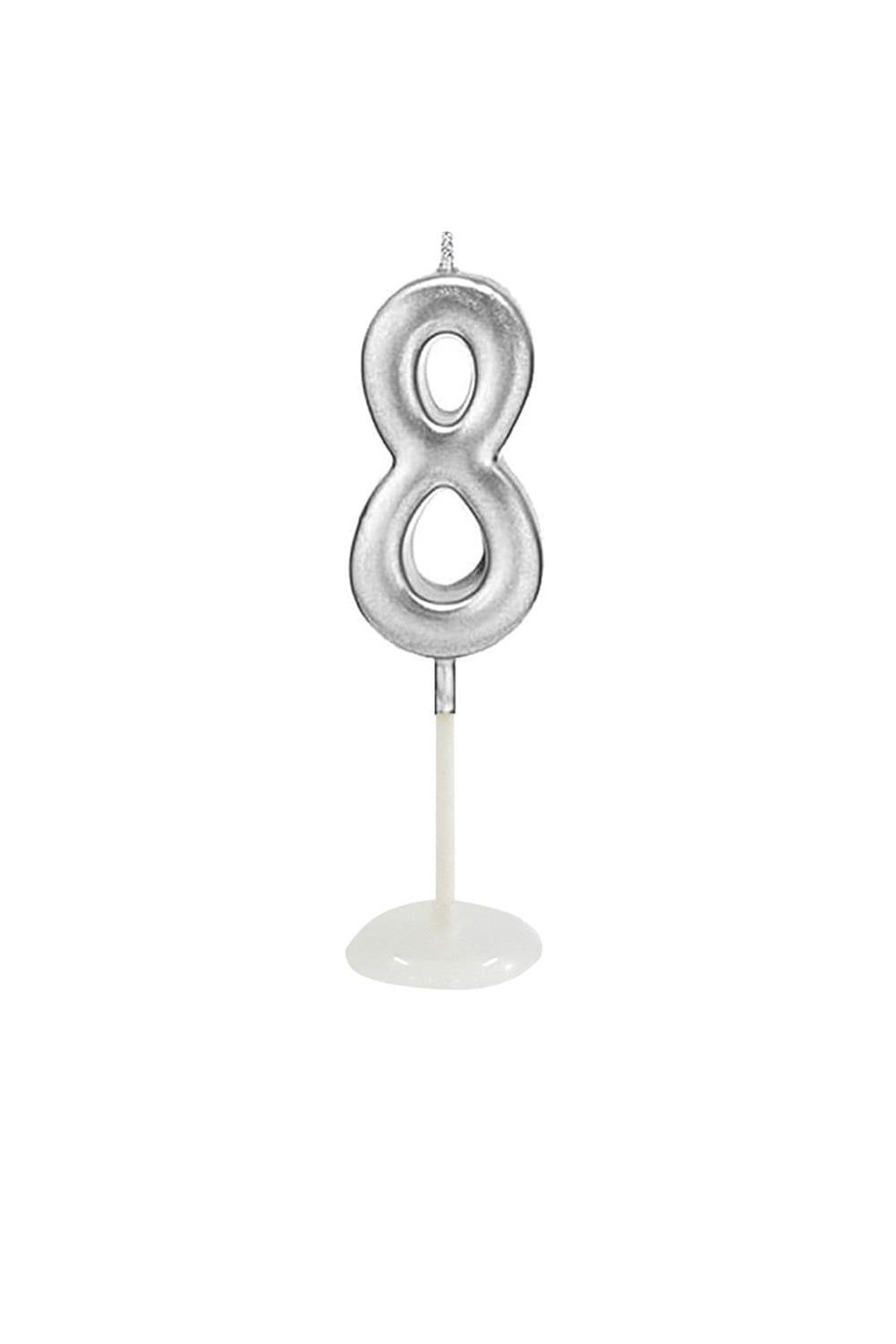 8 Yaş Gümüş Rakam pasta mumu doğum günü yaş mum 9cm