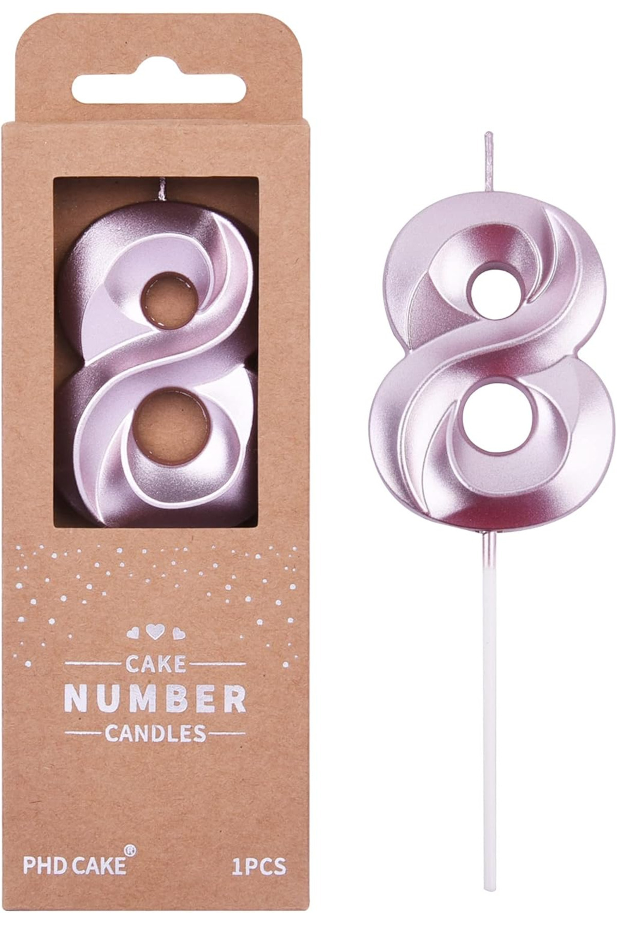 8 Yaş pasta mumu doğmu günü pasta mumu Kristal Rosepembe kaliteli