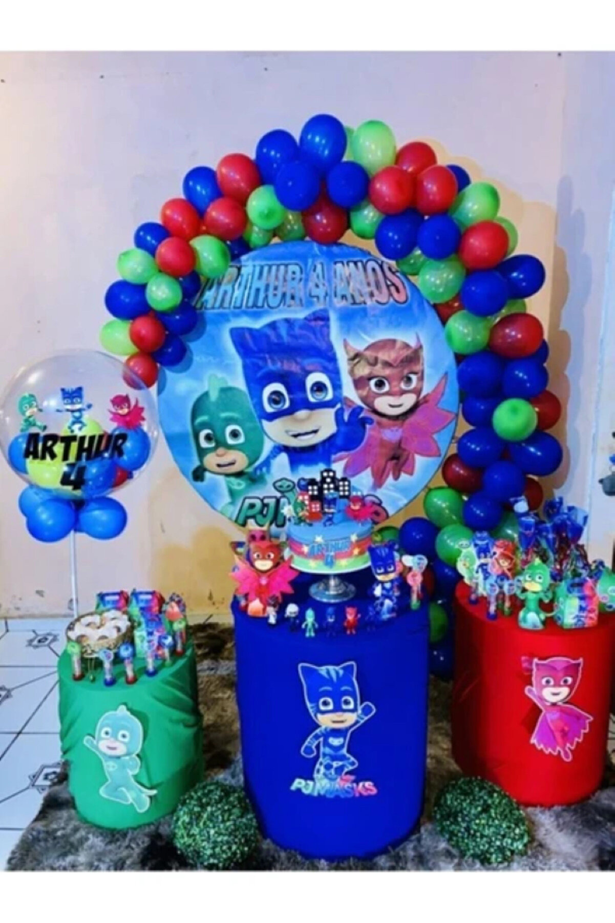 80 Adet Pijamaskeliler Balon + 5 Metre Zincir Mavi, Yeşil, Kırmızı