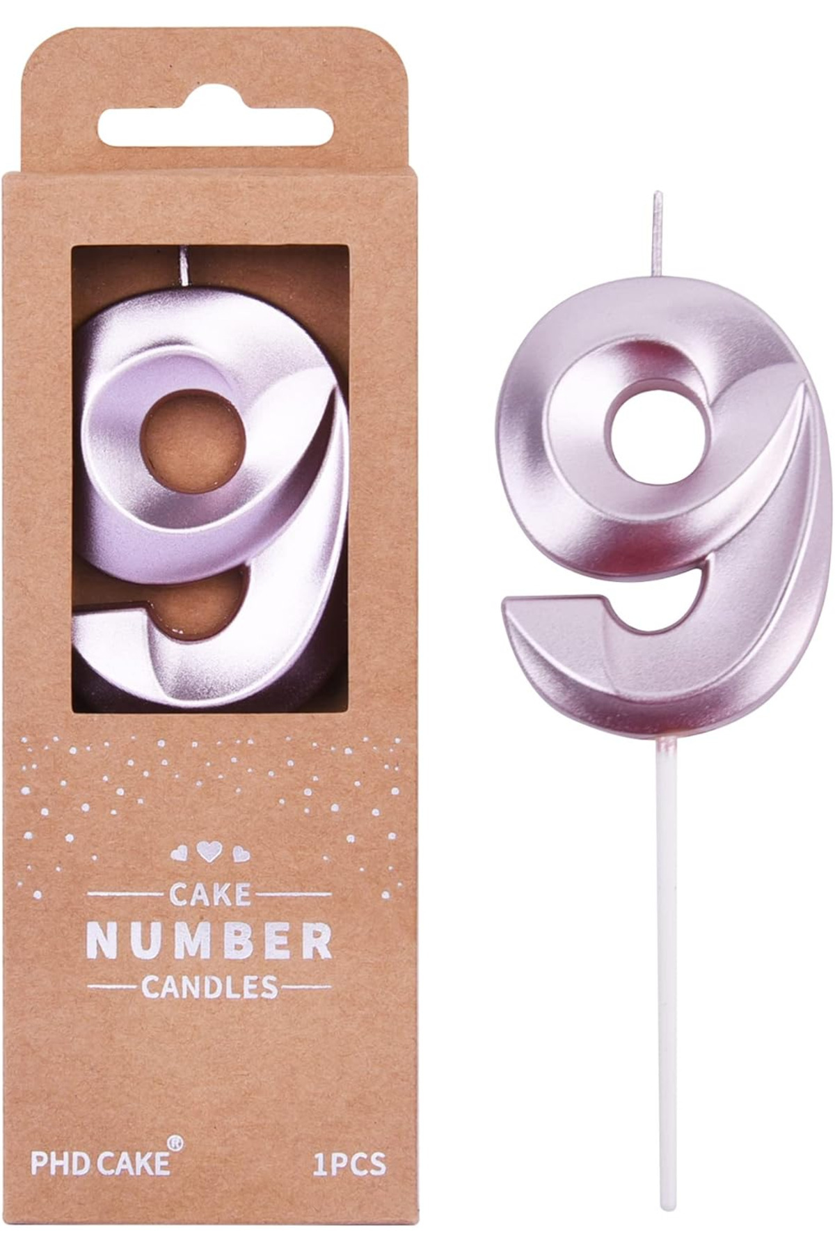 9 Yaş pasta mumu doğmu günü pasta mumu Kristal Rosepembe kaliteli