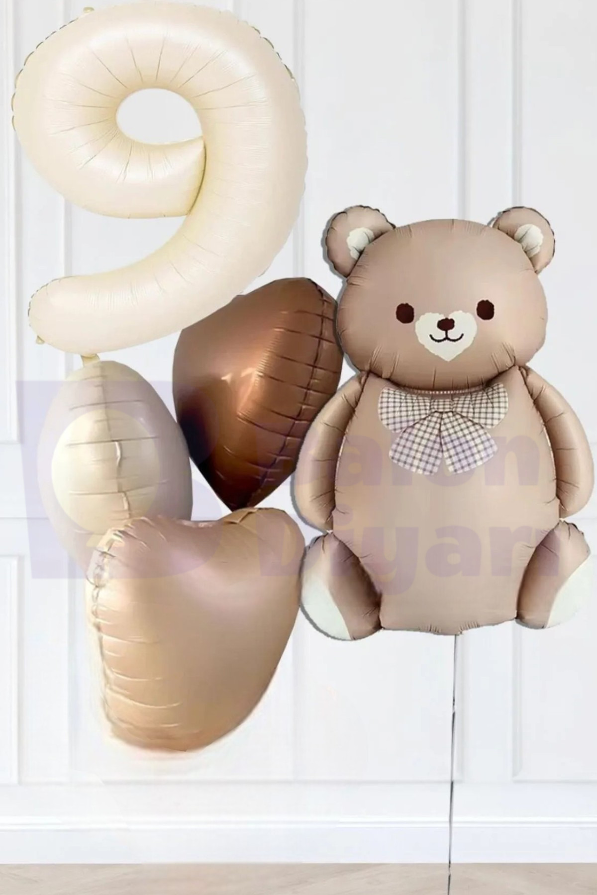 9 Yaş Temalı Retro Ayıcıklı Doğum Günü Balon Seti