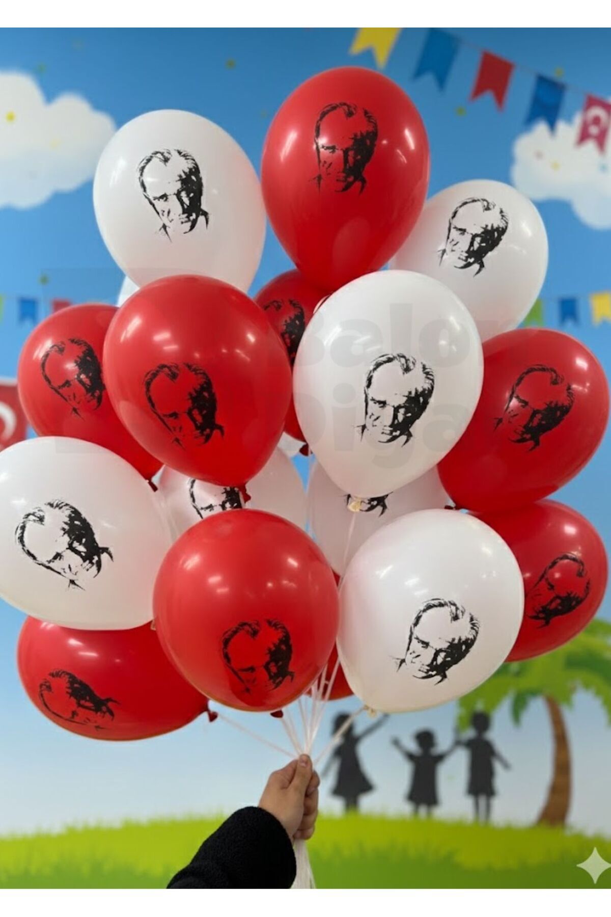 Atatürk Baskılı Kırmızı beyaz balon premium lateks türk 23 nisan kutlama