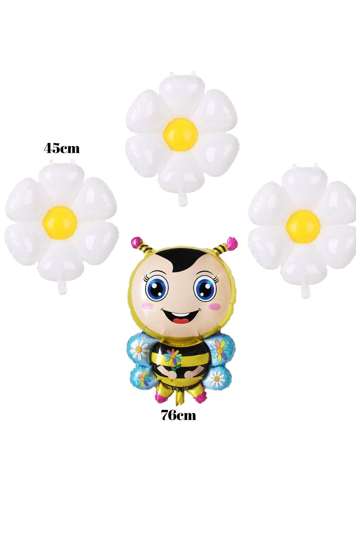 Bahar Temalı Folyo Balon Seti - Papatya Ve Arılarla Parti Coşkusu