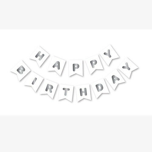 Beyaz Silver Happy Yaldızlı Banner