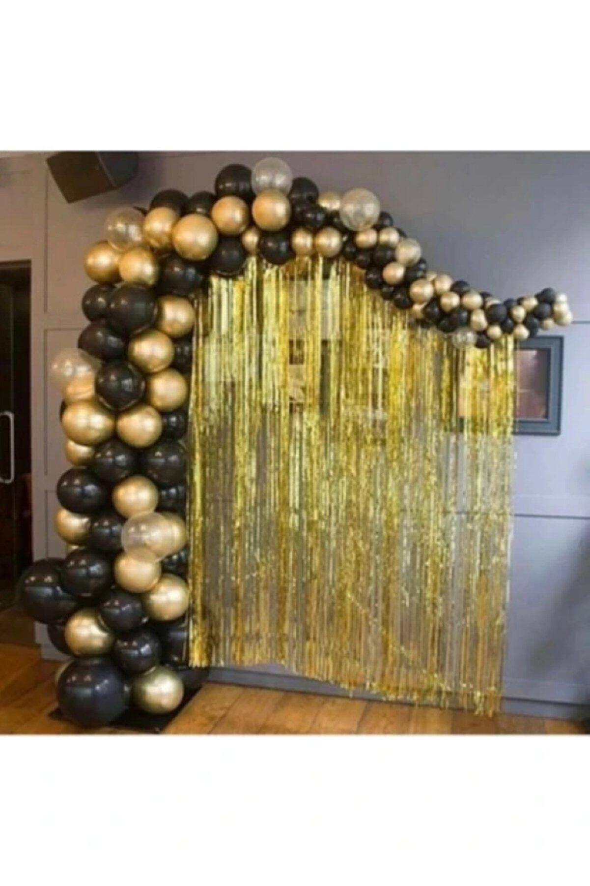 Gold Siyah Balon Konsept 30 Adet Doğum Günü Parti Seti