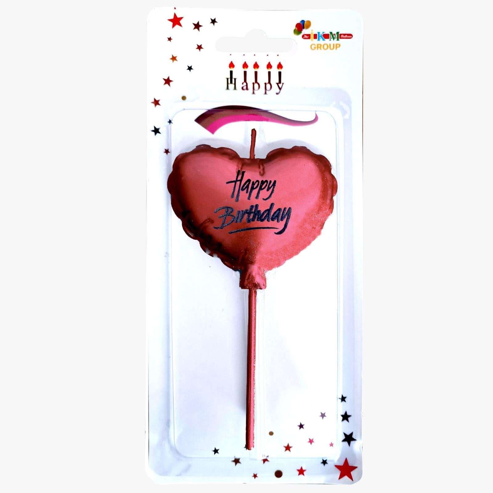 Happy Birthday Kalp Kırmızı Mum