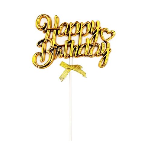 Happy Birthday Krom Gold Pasta Üzeri Çubuklu Kürdan