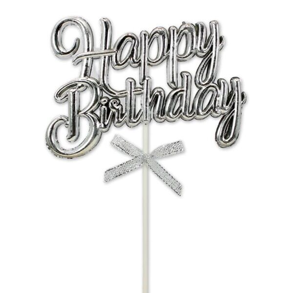 Happy Birthday Krom Silver Pasta Üzeri Çubuklu Kürdan