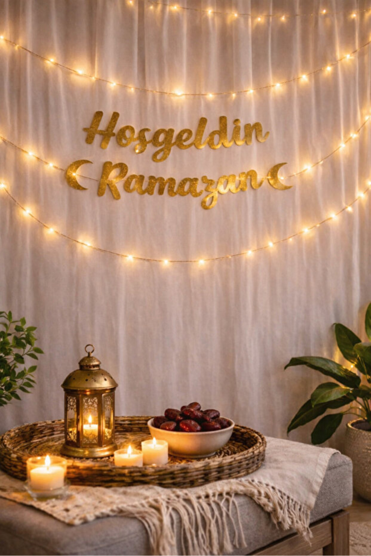 Hosgeldin ramazan afiş 120cm 3 metre led ramazan süsleme