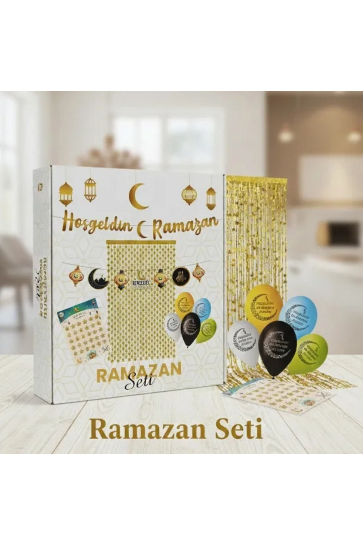 Hoşgeldin Ramazan seti tavan süsü duvar süsü perde herşey dahil
