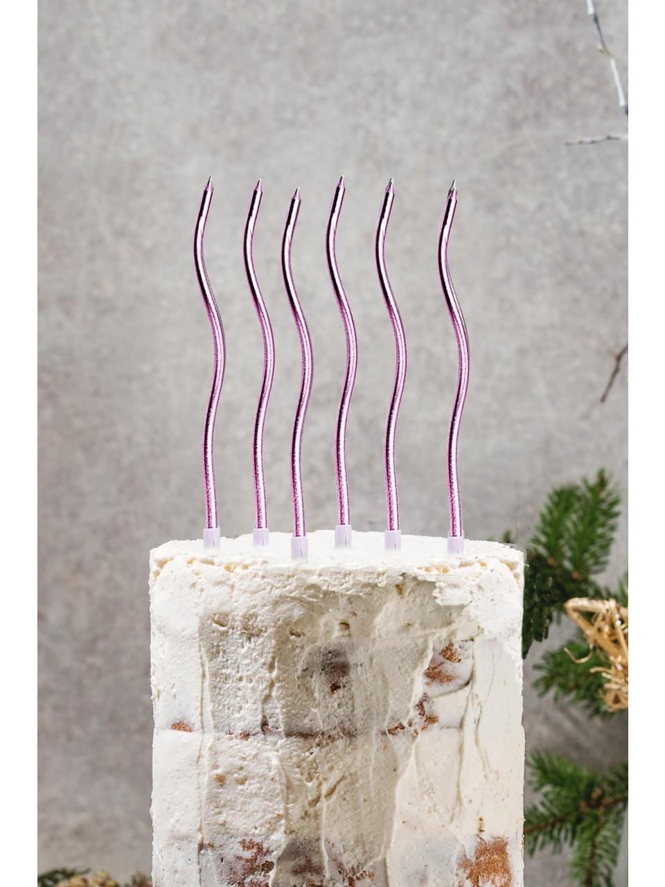 İthal 15 cm Kıvrımlı Pembe Mum